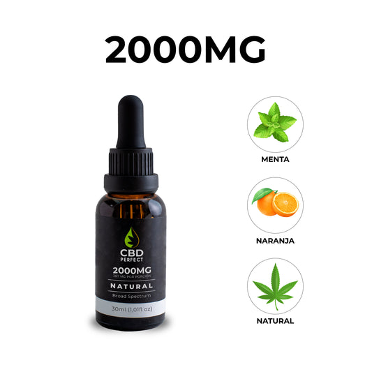 Gotero de CBD 2000 mg con sabores menta, naranja y natural de CBD Perfect